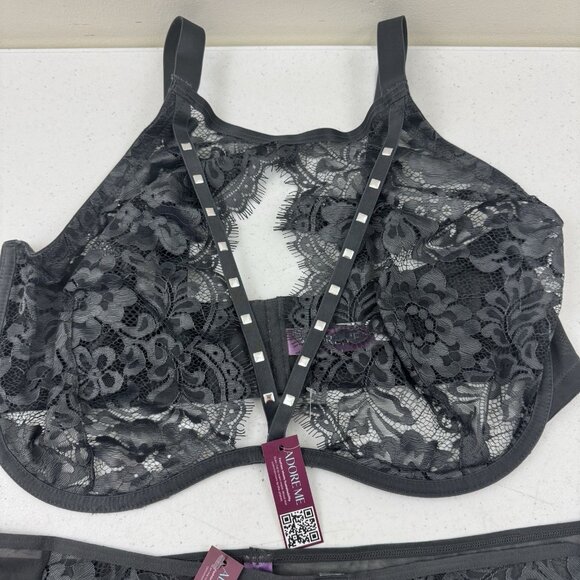 NWT 38H/ 1X Adore Me Emmeline Unlined Plus Bra Panty Set Plus Size Sexy Lingerie - Picture 5 of 13